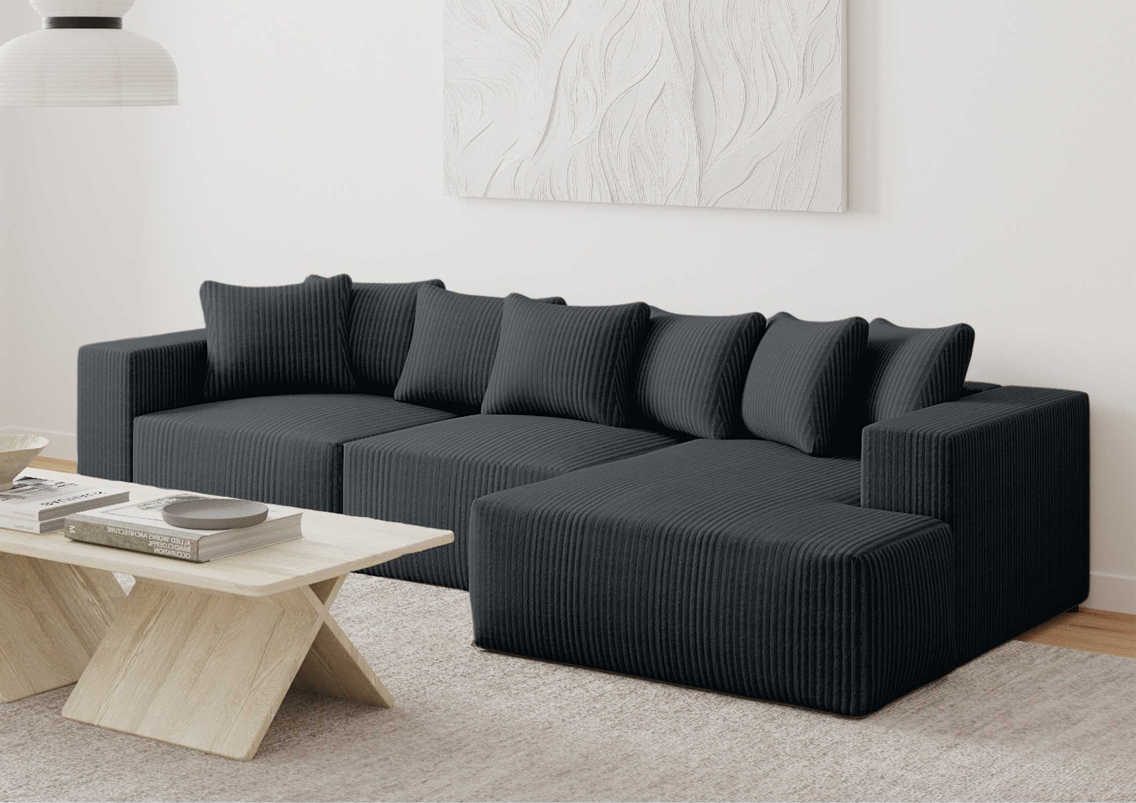 Narożnik loft rozkładany z funkcją spania kolor czarny